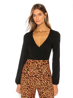 Lovers + Friends Black 
Nikkie Top
Small
Never worn 
V-Neck Wrap Long Sleeve Top